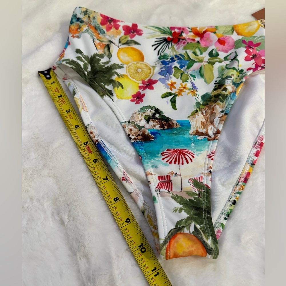 Shade & Shore High Waist Cheeky Multi-color Tropical Beach Bikini Bottom - Picture 11 of 11